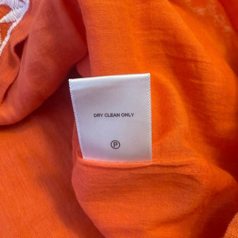 Roberta Roller Rabbit Dress 100% Linen Embroidered Short Sleeve Orange Size XS - Picture 10 of 12